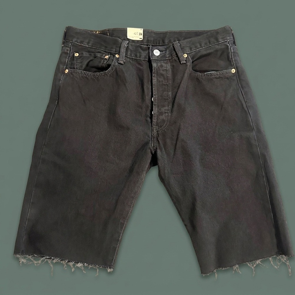 Levi's 501 Mens Original Fit Black Denim Cut Off Shorts Size 34 36512-0201